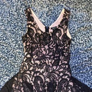Blush pink and Black Lace Dress